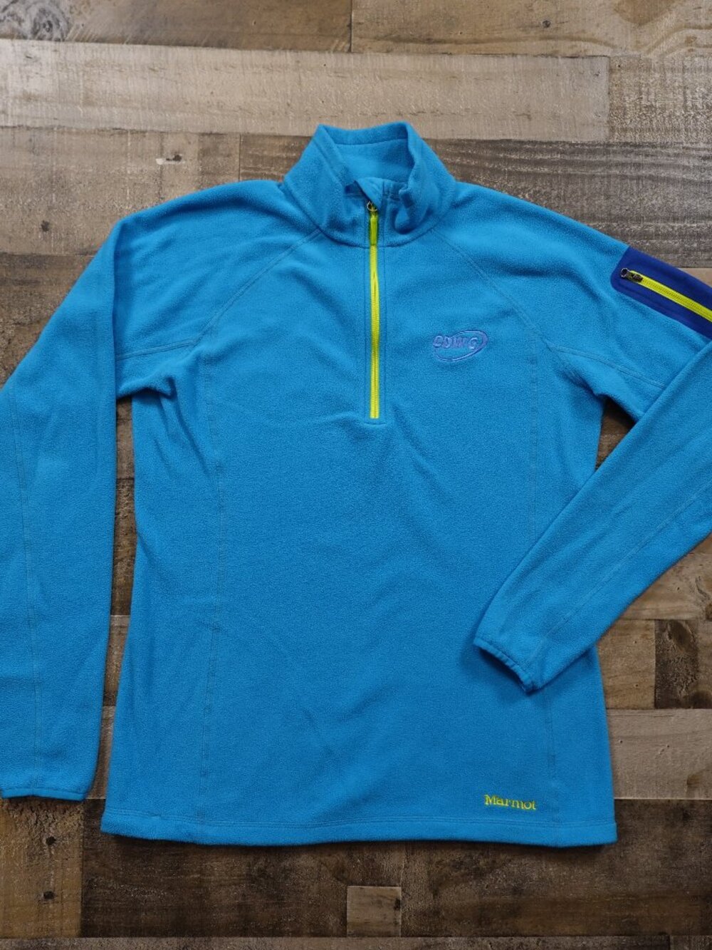 Marmot Polartec Fleece Pullover Women’s Large Light Blue 1/4 Zip Outdoor